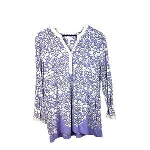 Soma Cool Nights Pajama Top Lounge  Women’s Sz M Stretch Knit Lavender Floral